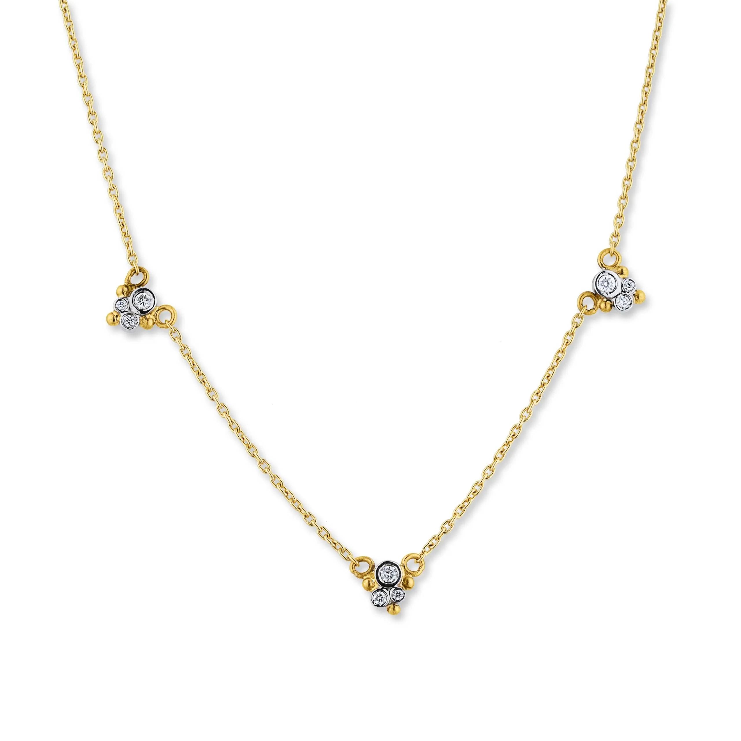 Lika Behar 24K Yellow Gold 3 Station "DYLAN" Necklace