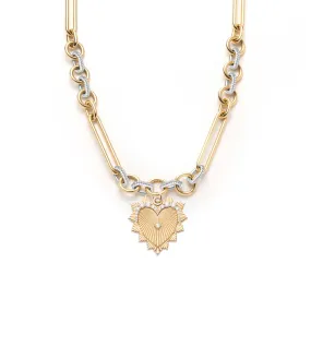 Love : Oversized Pave Feature Mixed Clip Chain Necklace