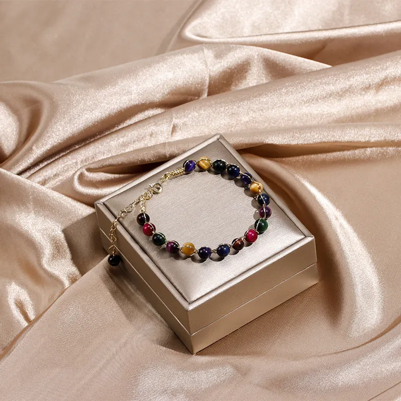 Lucky Tourmaline and Colorful Crystal Bracelet for Women