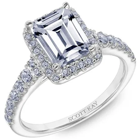 Luminaire Emerald Cut Halo Engagement Ring