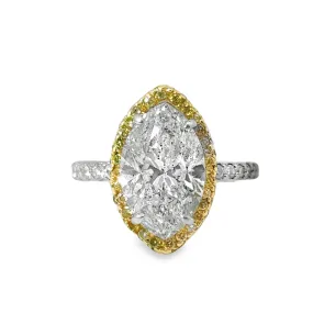 Marquise and Yellow Diamond Engagement Ring