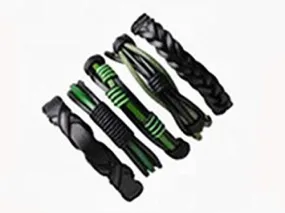 Marshal 5 PCS Leather Bracelet Braided Sporty Wide Wristband Punk Jewelry for Men Women Green Black