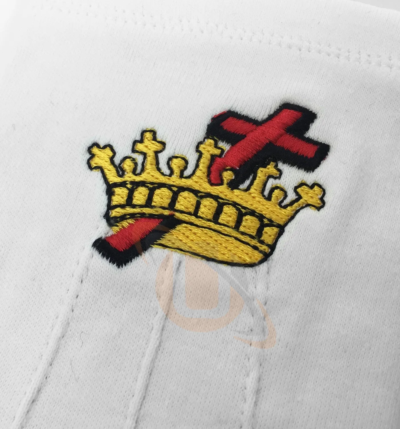 Masonic Knight Templar KT 100% Cotton Machine Embroidery white Glove