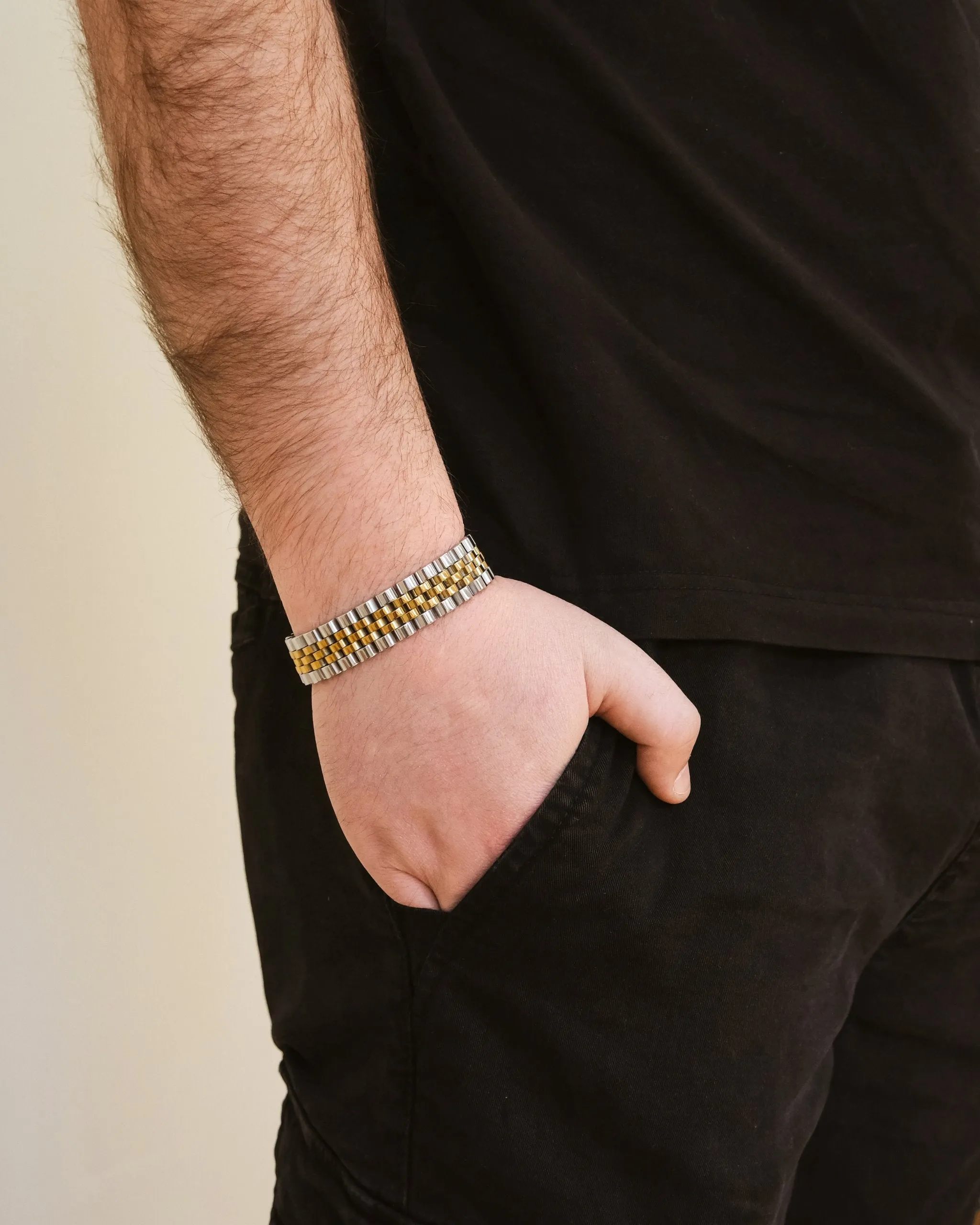 Men's Statement Watch Band Chain Bracelet