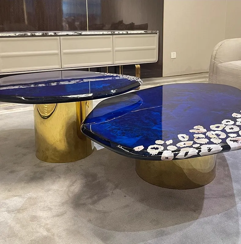 Modern Luxury Ocean Blue Coffee Table