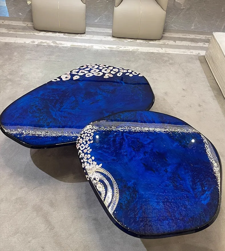 Modern Luxury Ocean Blue Coffee Table