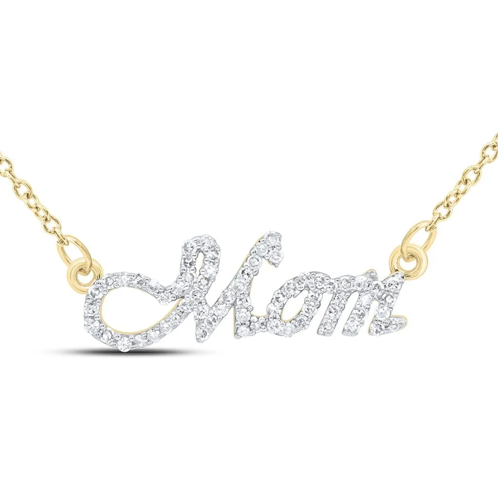 Mom .20cttw Diamond Pendant Necklace 10K Gold