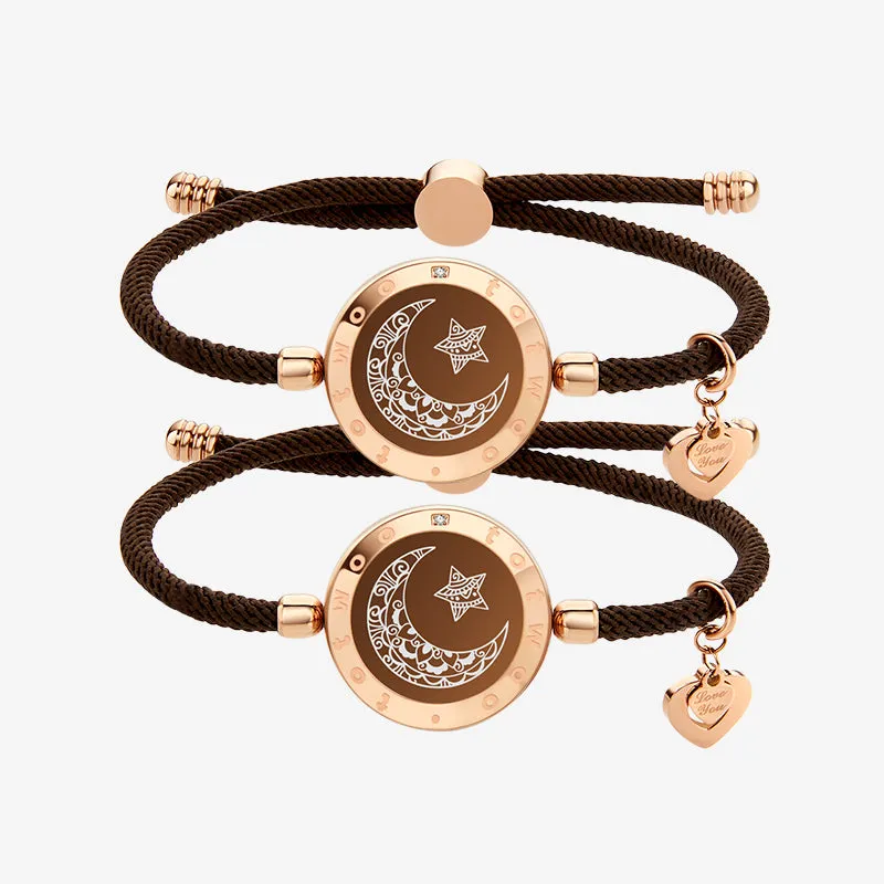 Moon&Star Touch Bracelets with Milan Rope (Brown Brown)