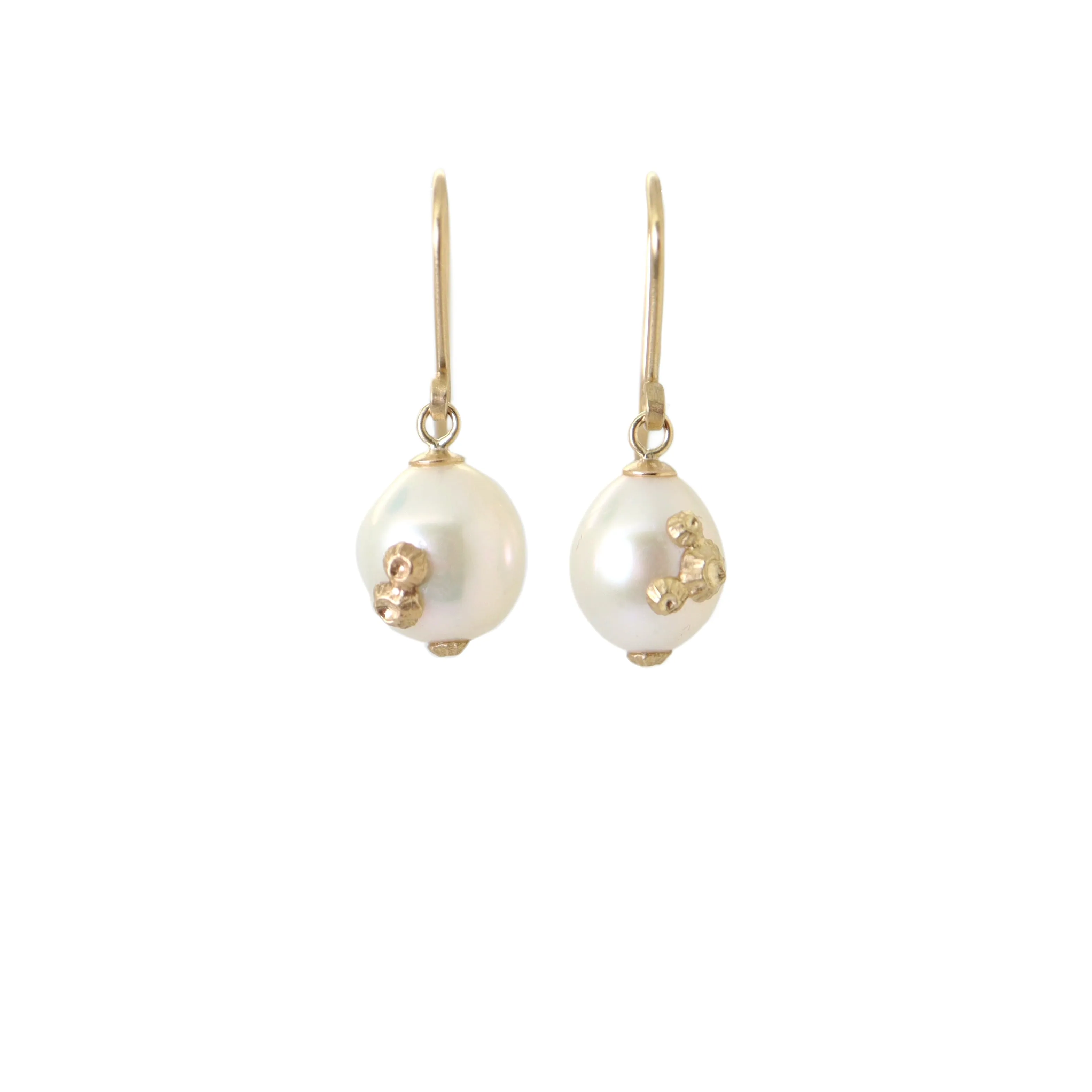 Moonshine Baroque Pearl Ruthie B. Earrings with Barnacles