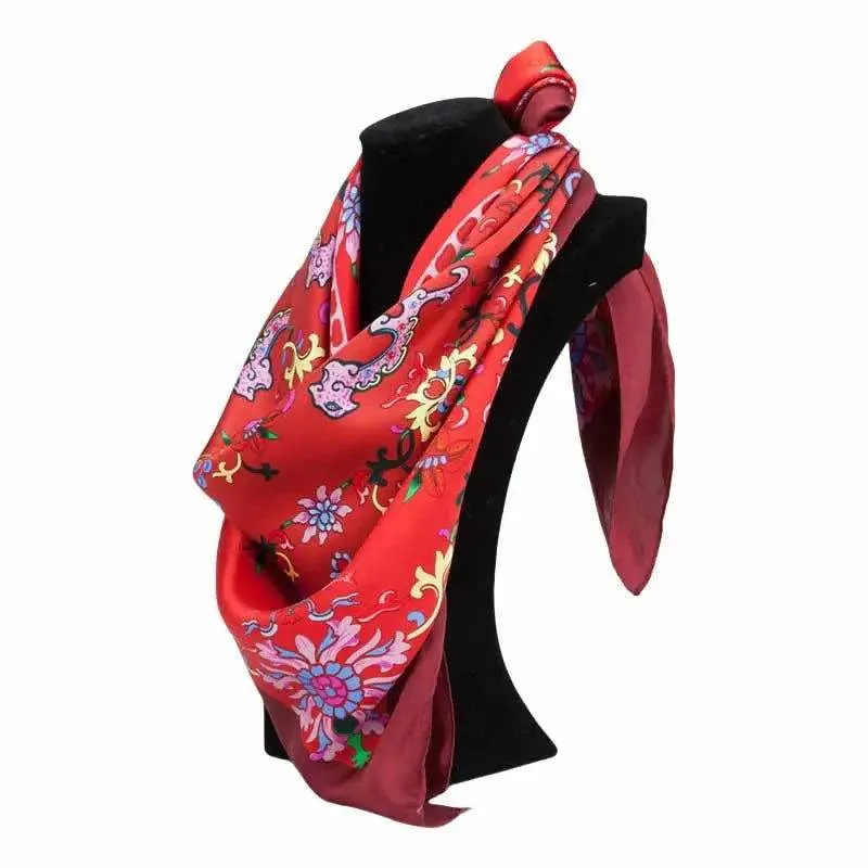 Mulberry Silk Elegant Square Scarf Fate of Fortune 90x90cm