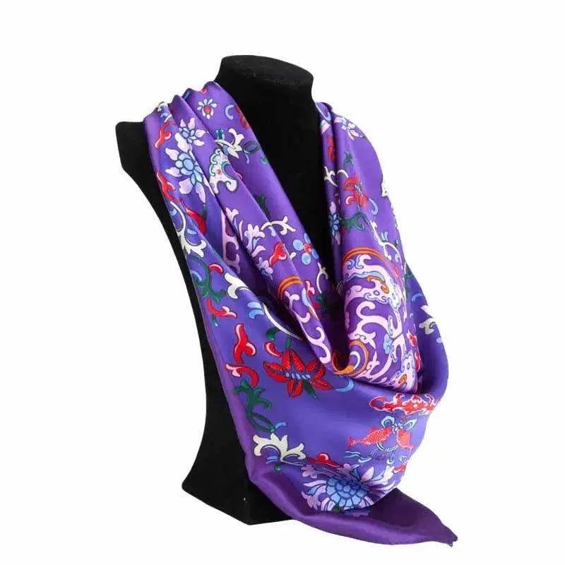 Mulberry Silk Elegant Square Scarf Fate of Fortune 90x90cm