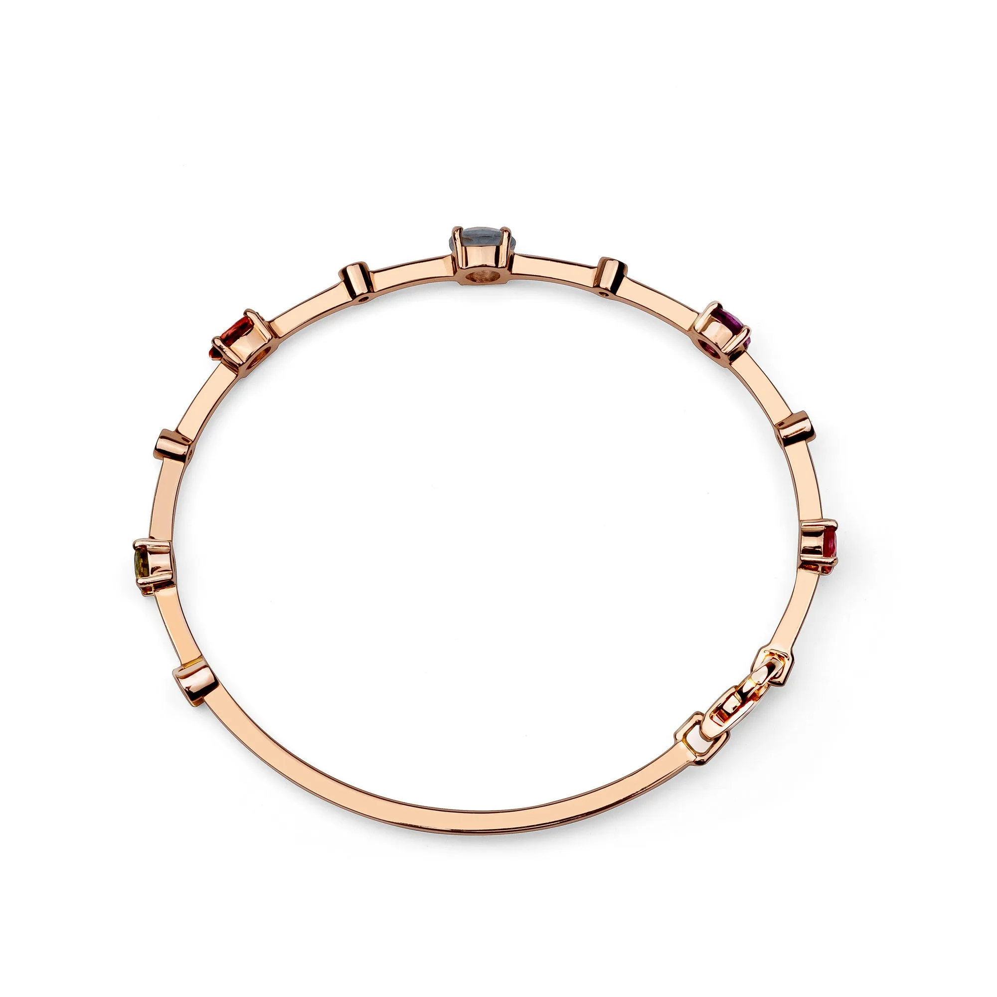 Multi coloured gemstones 18k rose gold bracelet