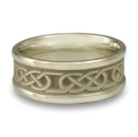 Narrow Self Bordered Love Knot Wedding Ring in 18K White Gold