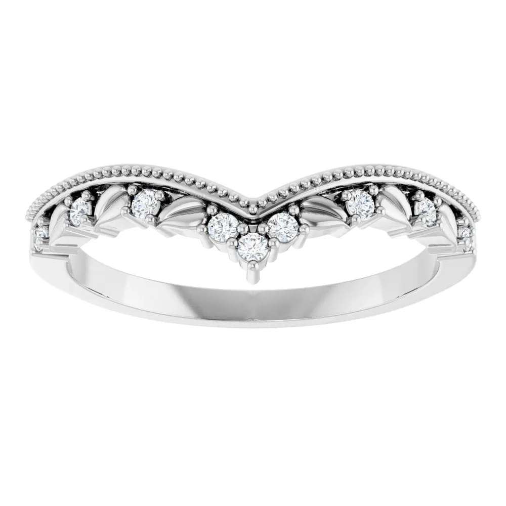 Natural Diamond Vintage Inspired Floral Contour Band