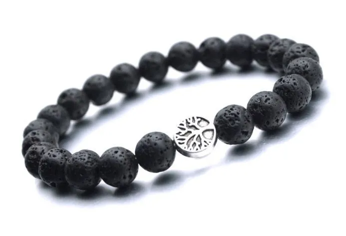 Natural Stone with Tree of Life Pendant Couple Bracelet