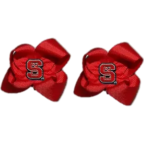 NC State Wolfpack Essentials Block S Toddler Bow Pair