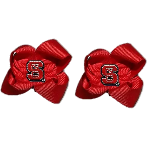 NC State Wolfpack Essentials Block S Toddler Bow Pair