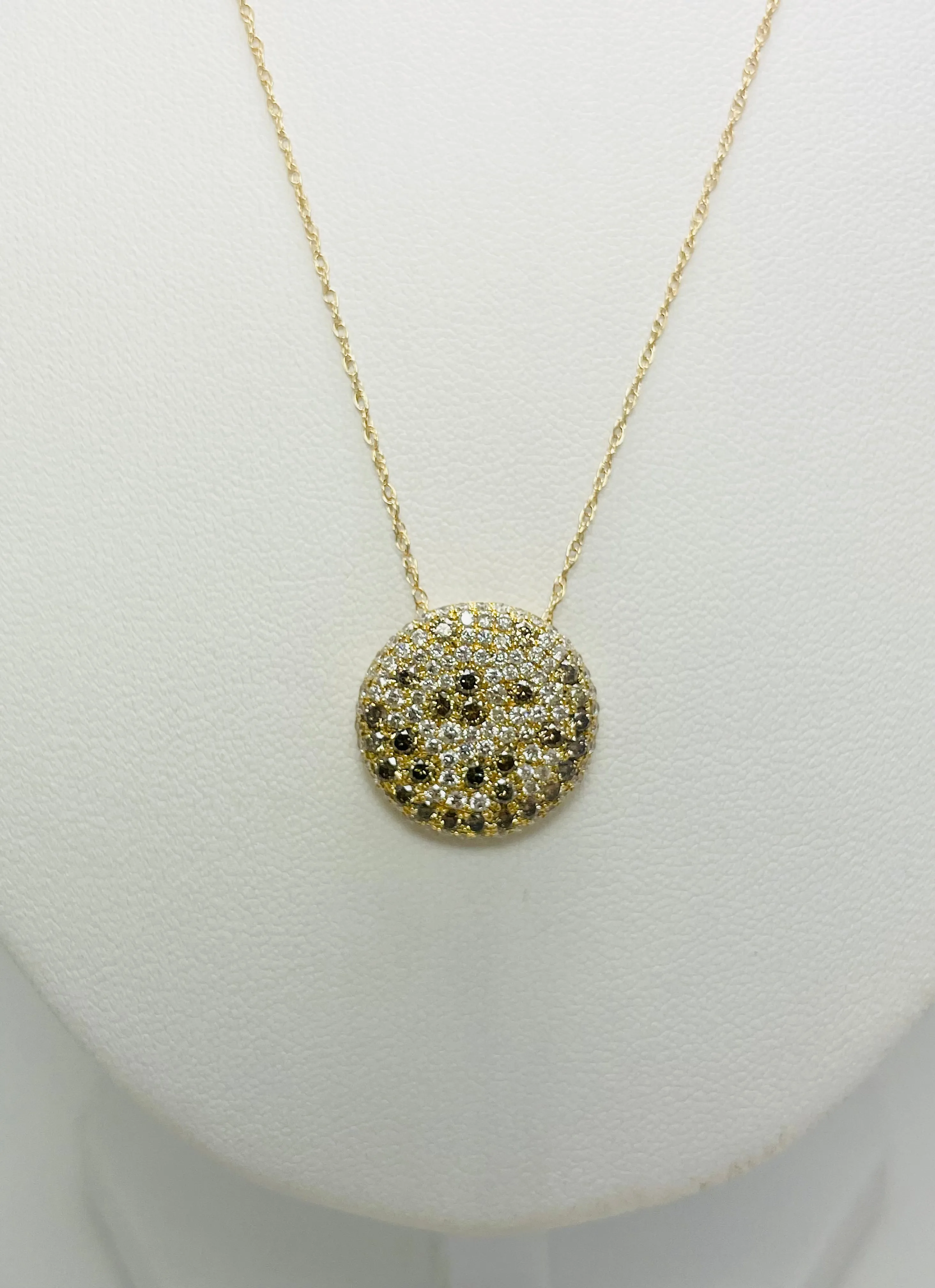 New! 18" 1.66ctw Natural White & Color Diamond 18k & 14k Gold Pendant