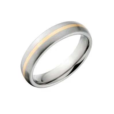 New 5mm Titanium Wedding Ring With 14k Yellow Gold Inlay, Free Sizing Jewelry 4-17