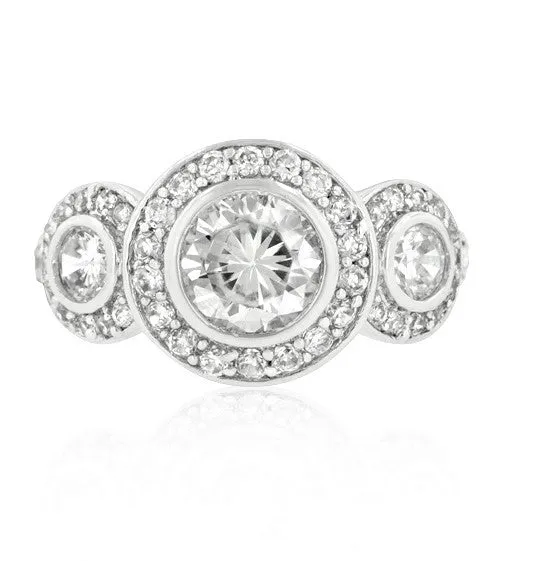 Nikki 2ct Round Tri-Stone CZ Engagement Ring | 7ct