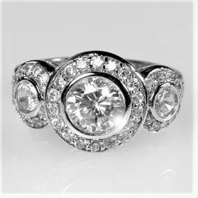 Nikki 2ct Round Tri-Stone CZ Engagement Ring | 7ct