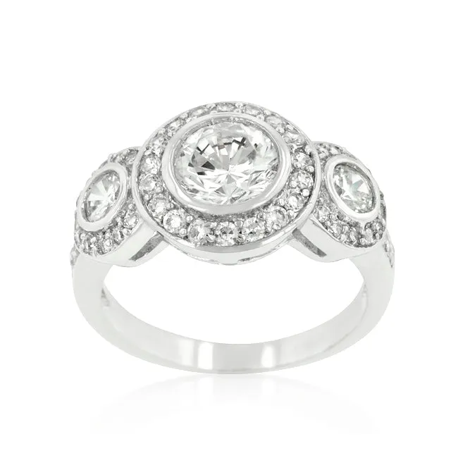 Nikki 2ct Round Tri-Stone CZ Engagement Ring | 7ct