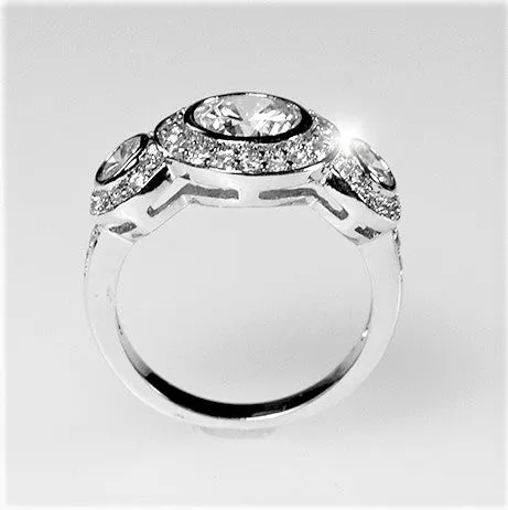 Nikki 2ct Round Tri-Stone CZ Engagement Ring | 7ct