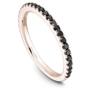 Noam Carver Thin Black Diamond Wedding Band in Rose Gold