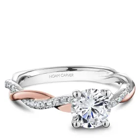 Noam Carver Twist Diamond Engagement Ring Setting in White and Rose Gold