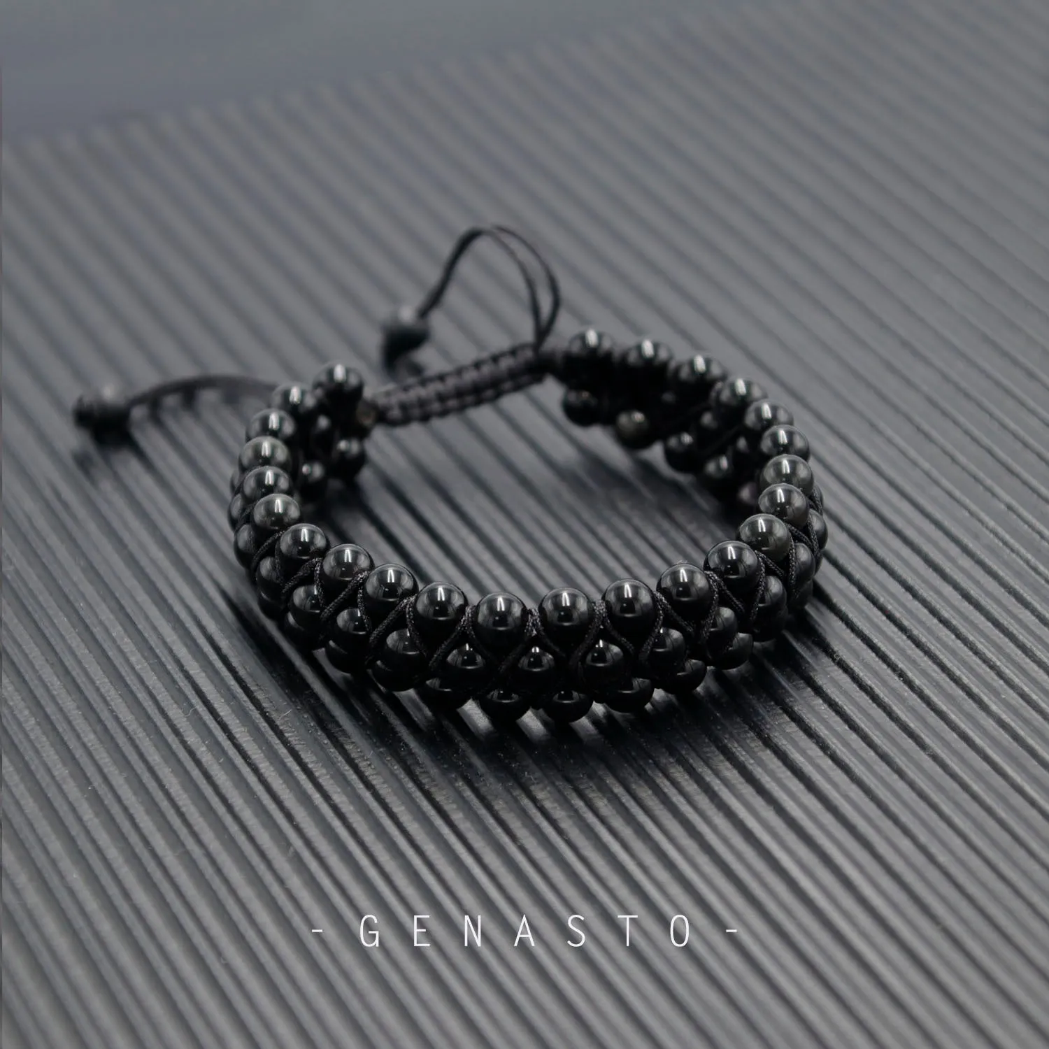 Obsidian Bracelet Three-layer, 6mm