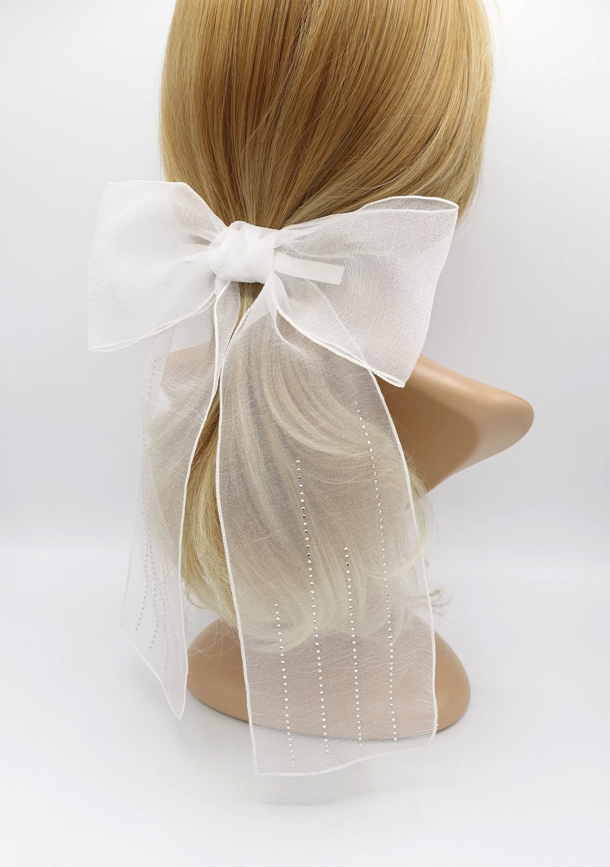 organza bling hair bow large sytlish hair bow for women