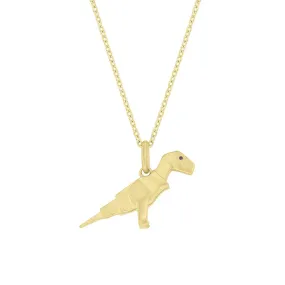 Origami T-Rex Diamond Necklace