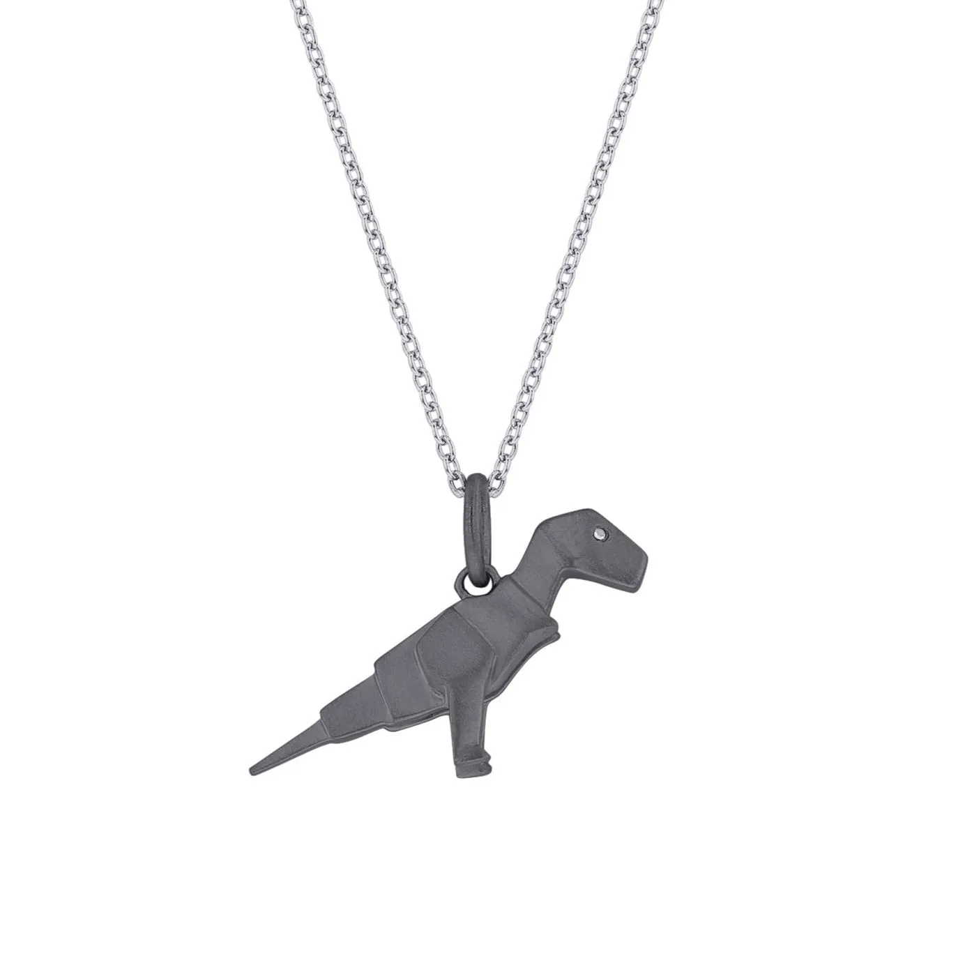 Origami T-Rex Diamond Necklace