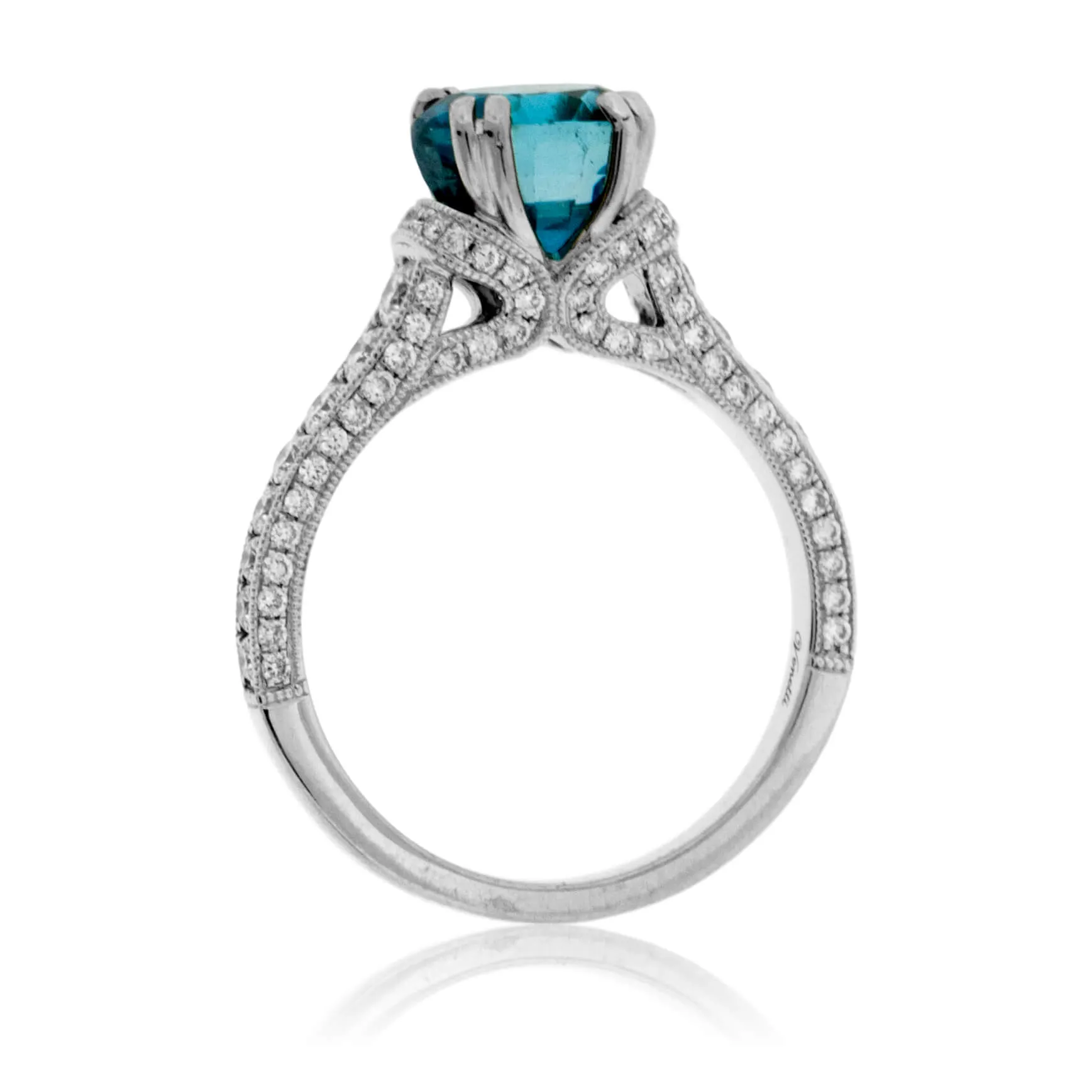 Oval Blue Zircon and Diamond Ring