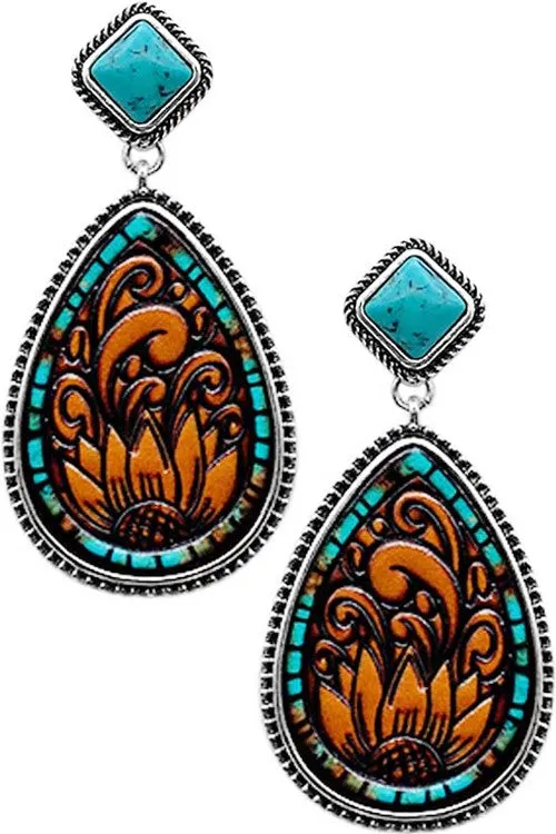 Paisley Leather Drop Earrings