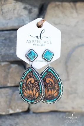 Paisley Leather Drop Earrings