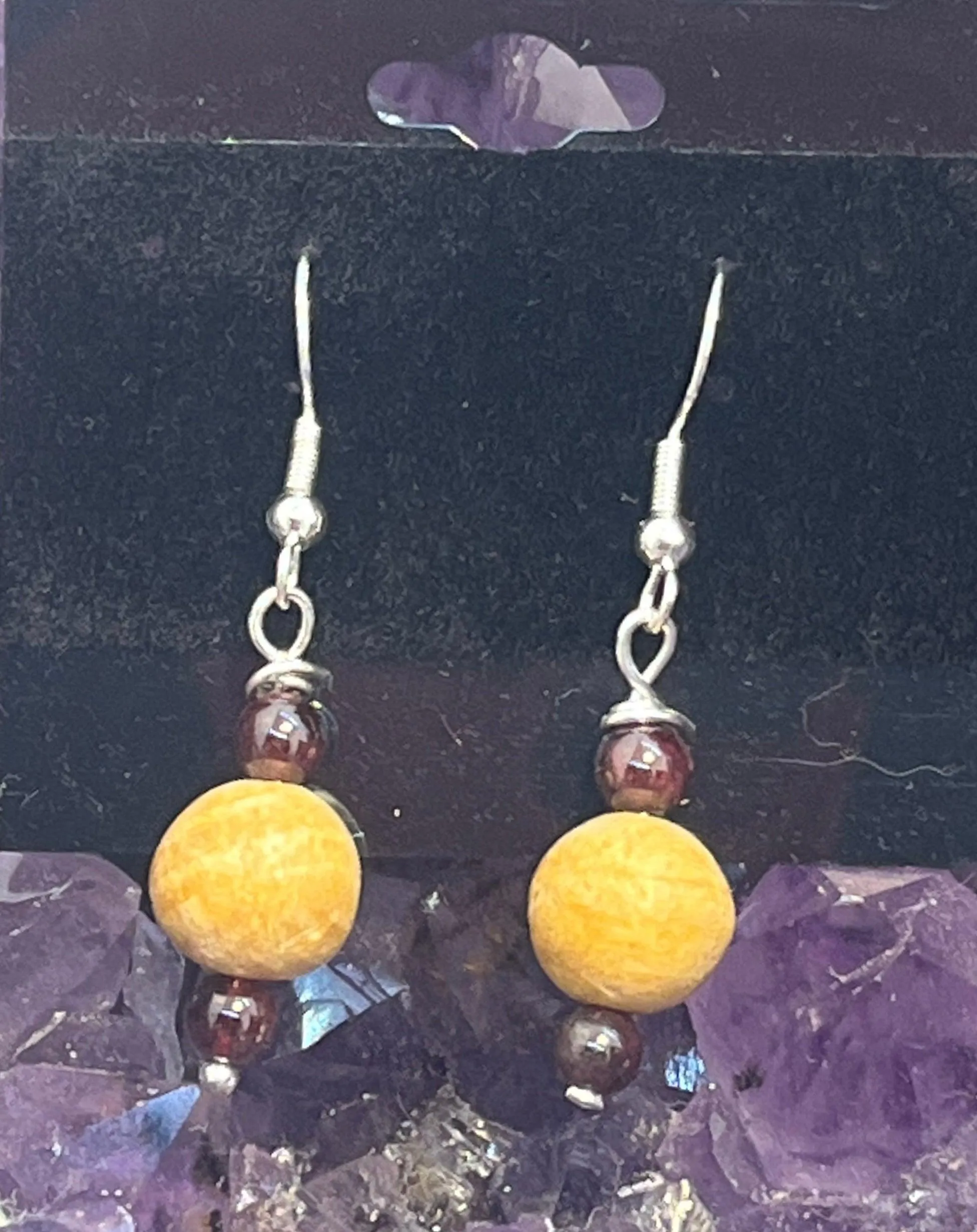 Palo Santo Gemstone Sterling Silver Hooks Drop Dangle Earrings