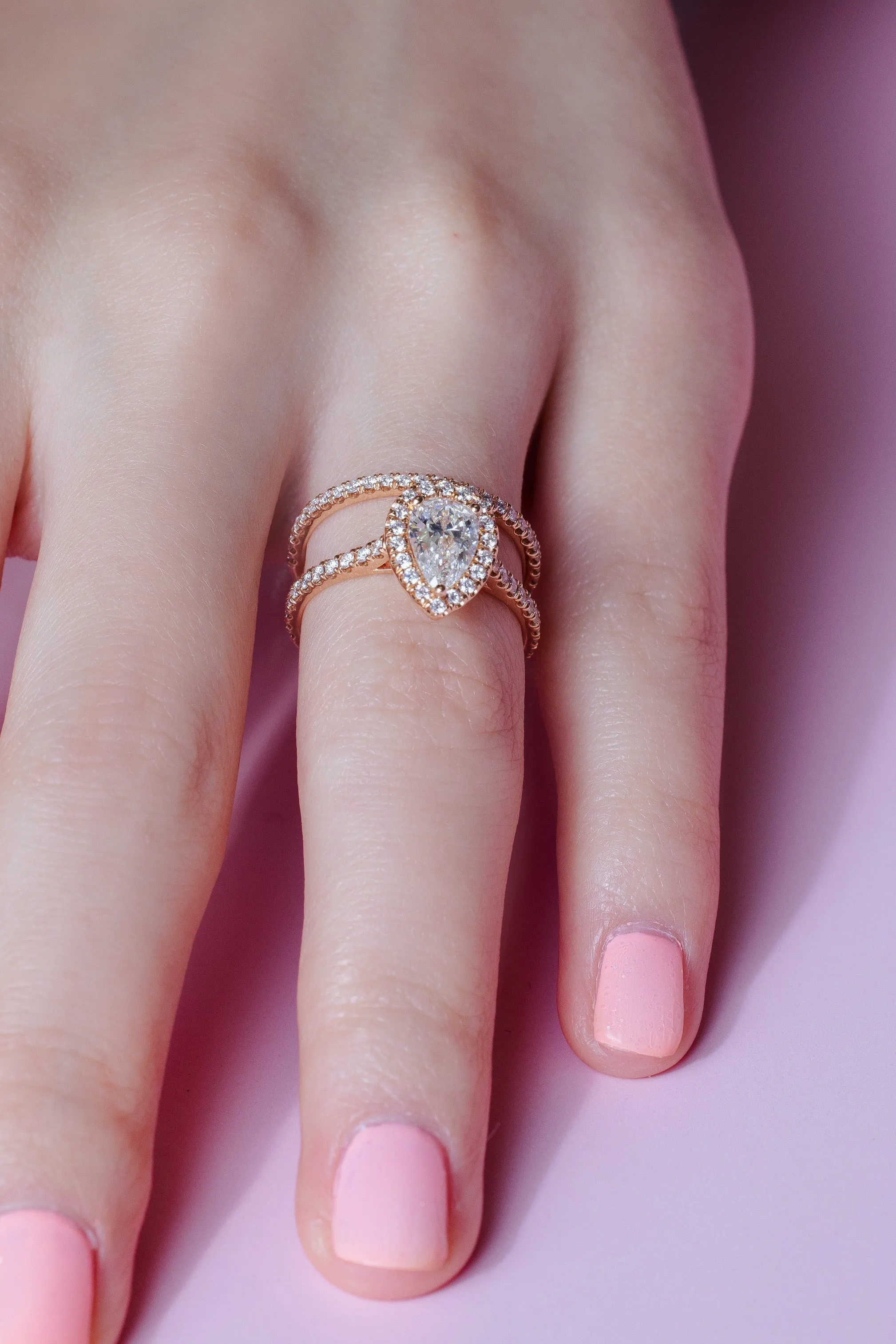 Pear Shape Halo Diamond Ring