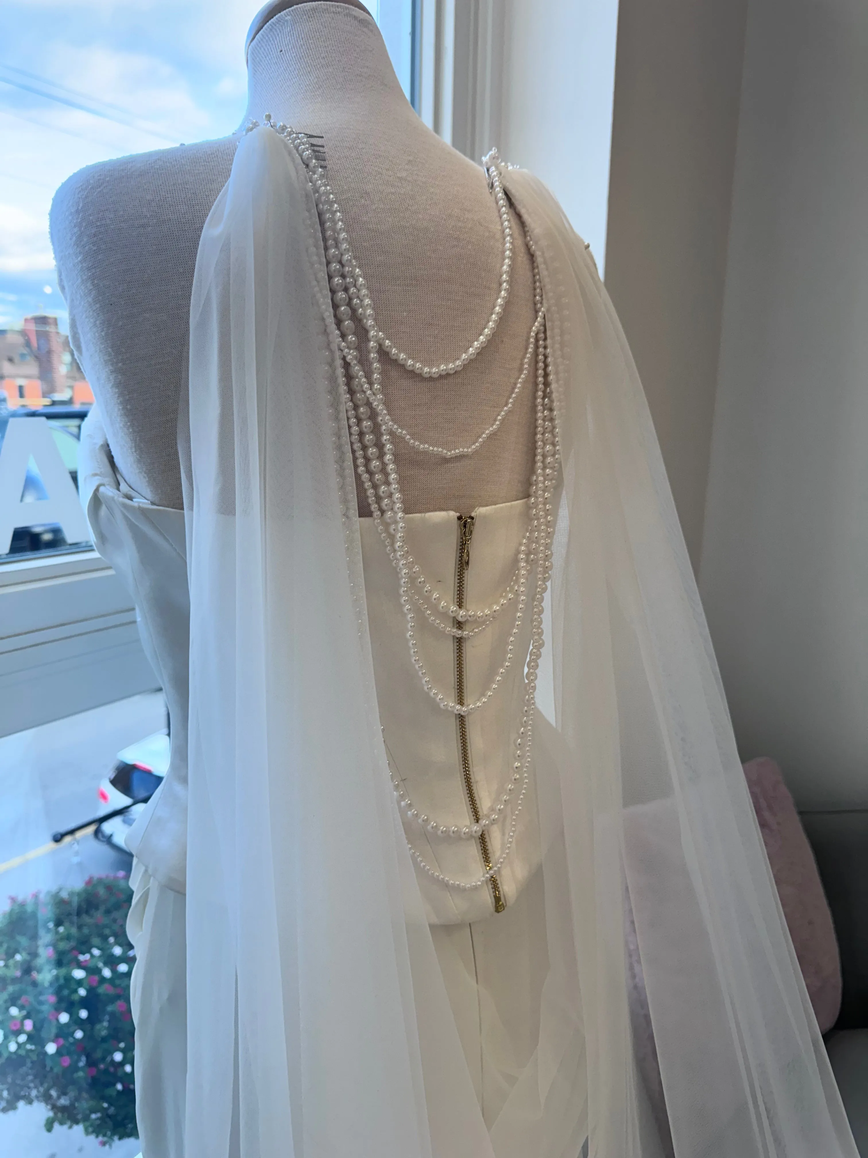 Pearl Draped Marchioness Veil | Sugarcane - Contact for Pricing