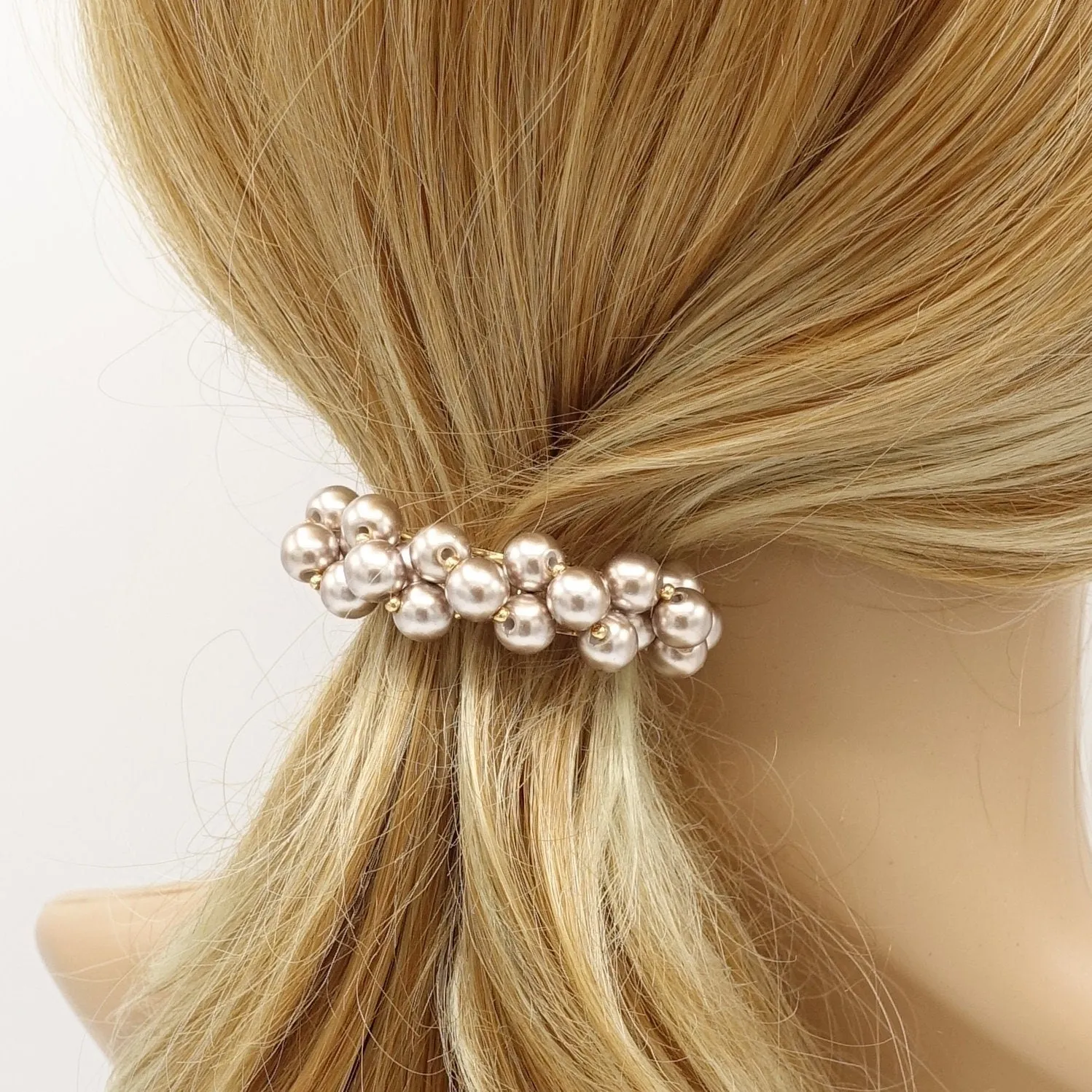 pearl half moon ponytail barrette clip  hair accessory