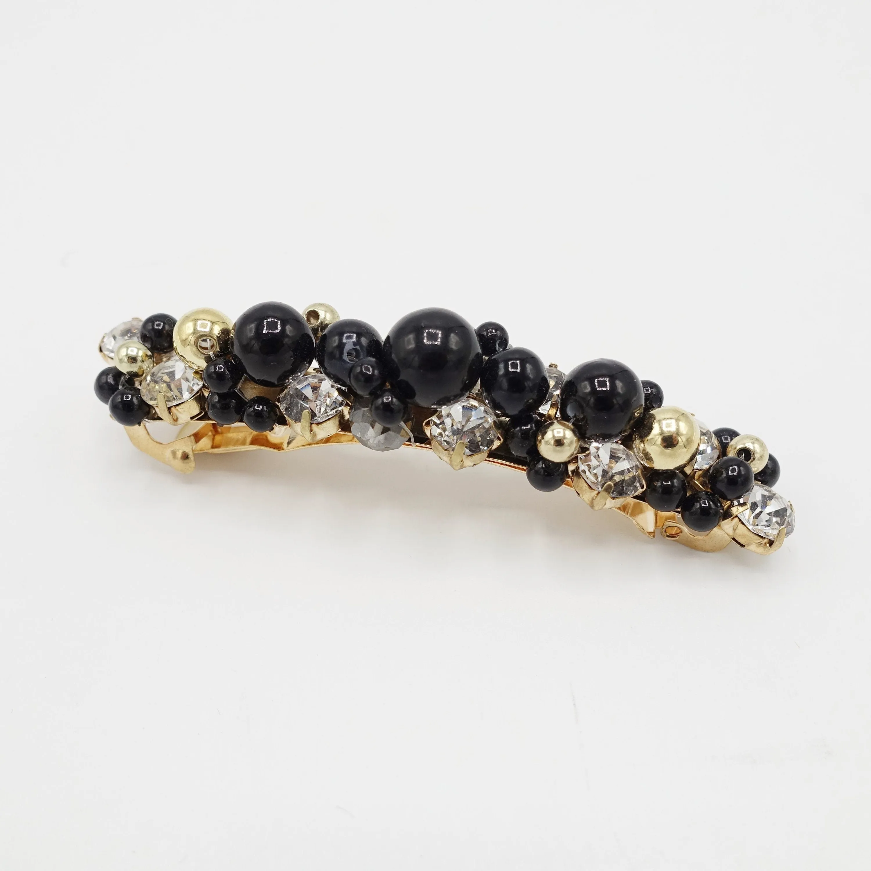 pearl rhinestone beaded hair barrette ornament embellished french barrette women  hair accessory