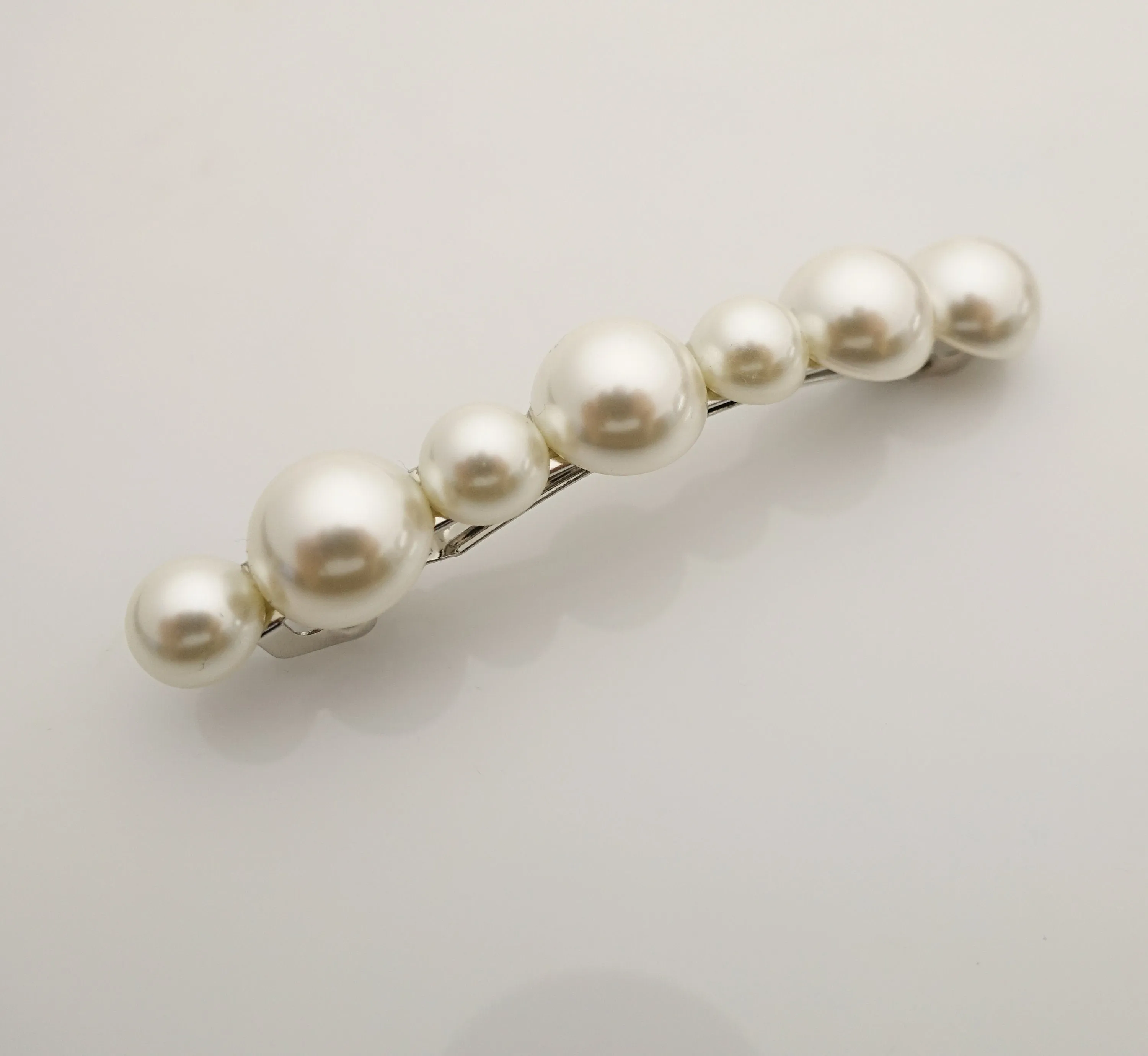 pearl rhinestone decorated french barrette elegant side hair clip women accessory