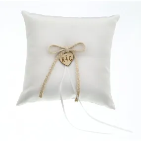 Personalized Rustic Wedding Ring Bearer Pillow