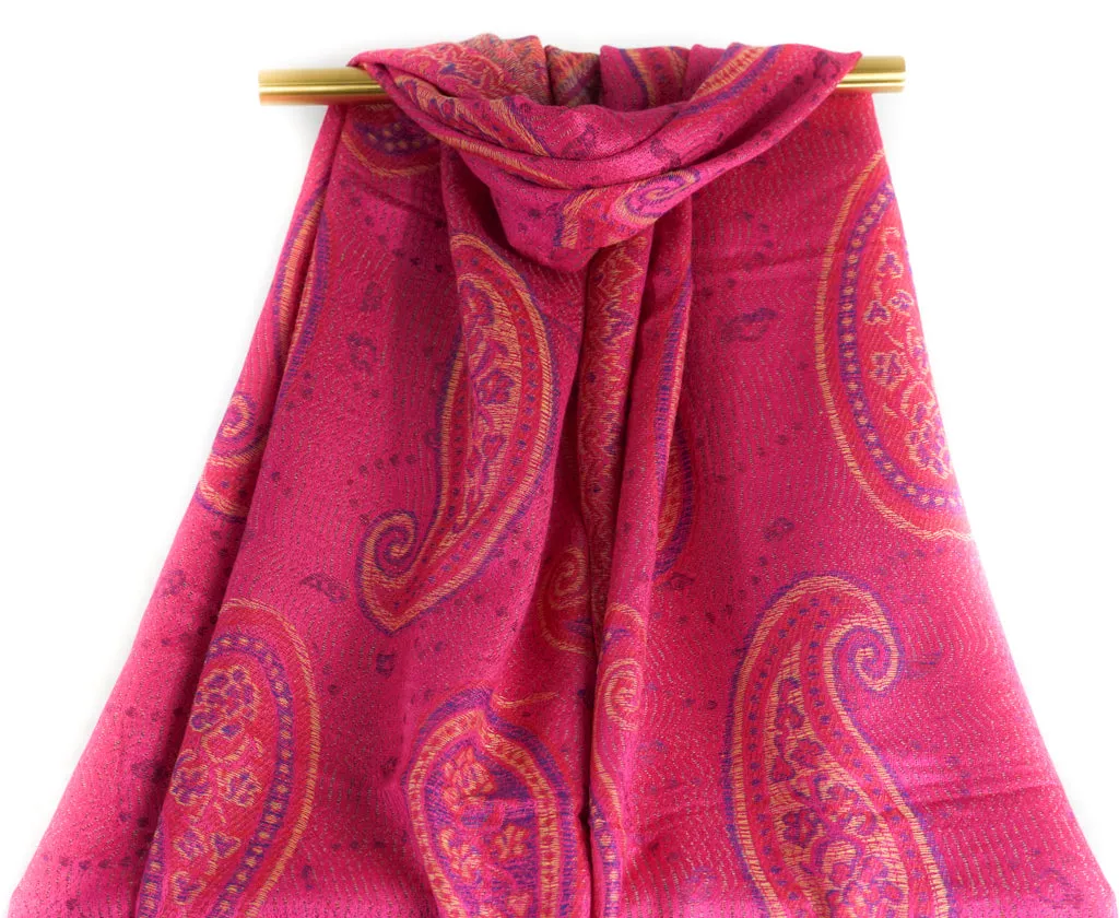 Pink Big Paisley Pashmina Scarf Bohemian Shawl