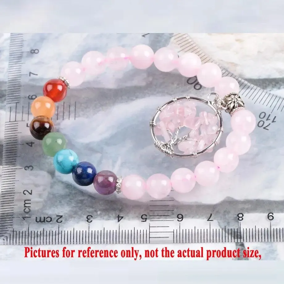 Pink Quartz 7 Chakra Healing Bracelet