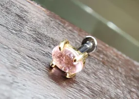 Pink tourmaline set in 14kt  yellow gold. Truly amazing one of a kind piece