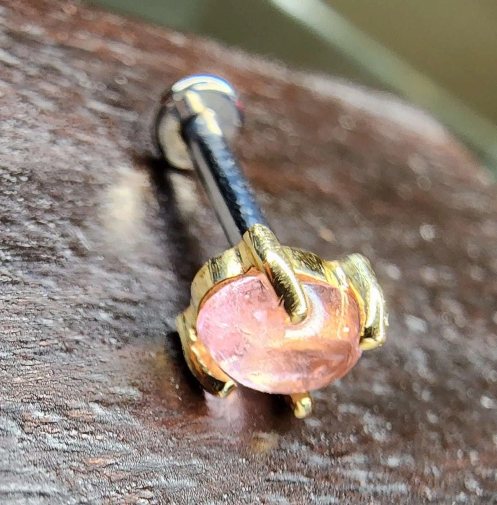 Pink tourmaline set in 14kt  yellow gold. Truly amazing one of a kind piece