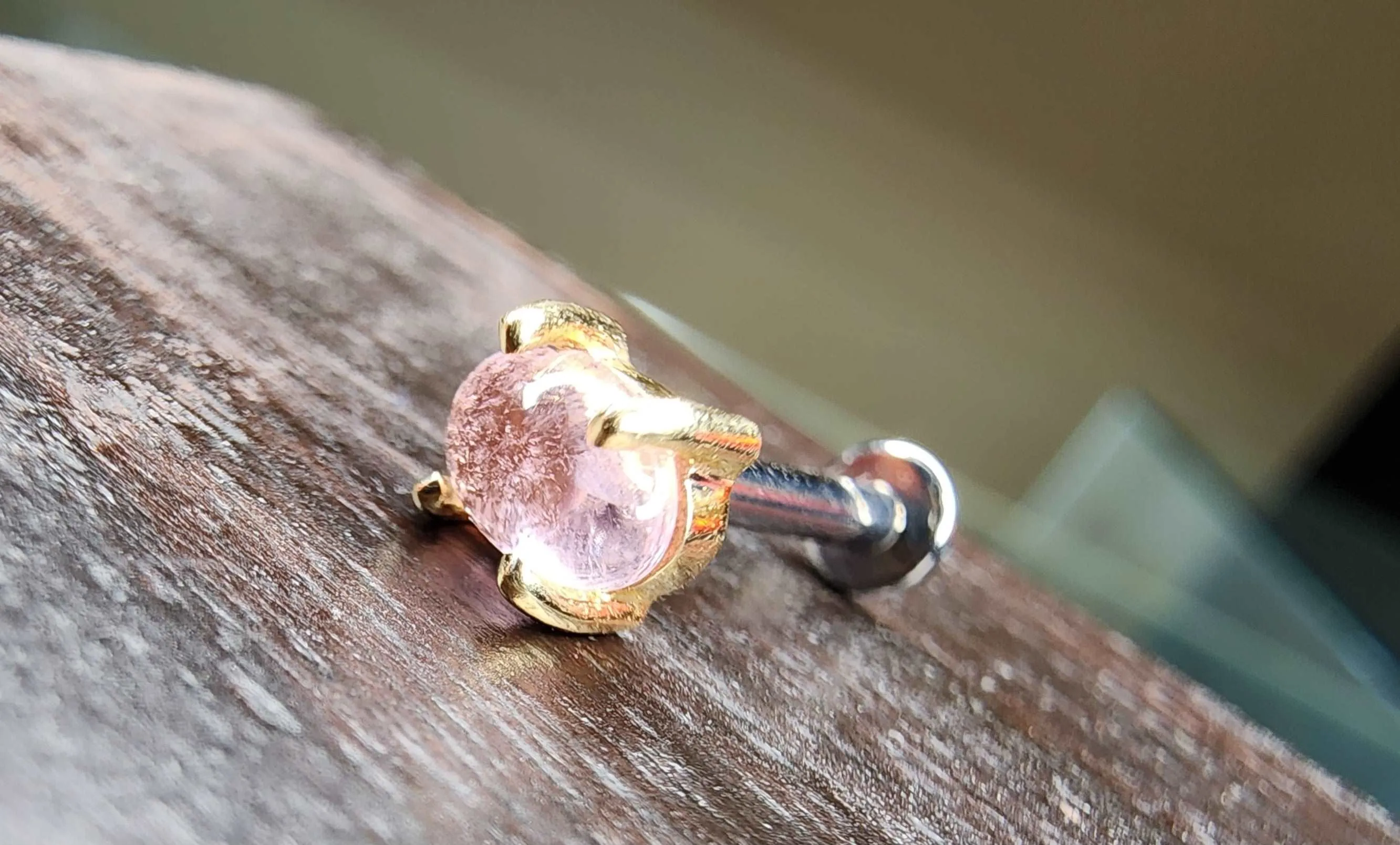 Pink tourmaline set in 14kt  yellow gold. Truly amazing one of a kind piece