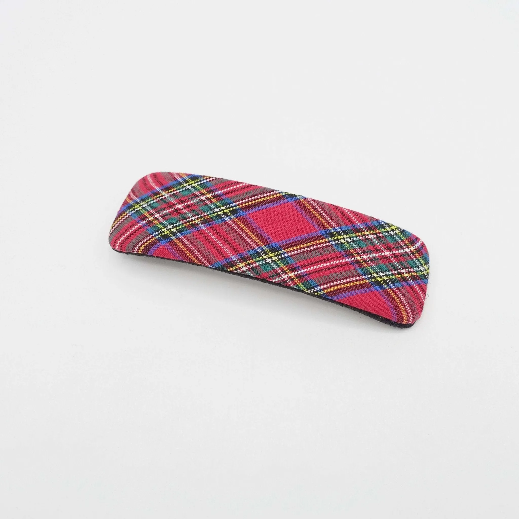 plaid check barrette rectangle hair accessory for women