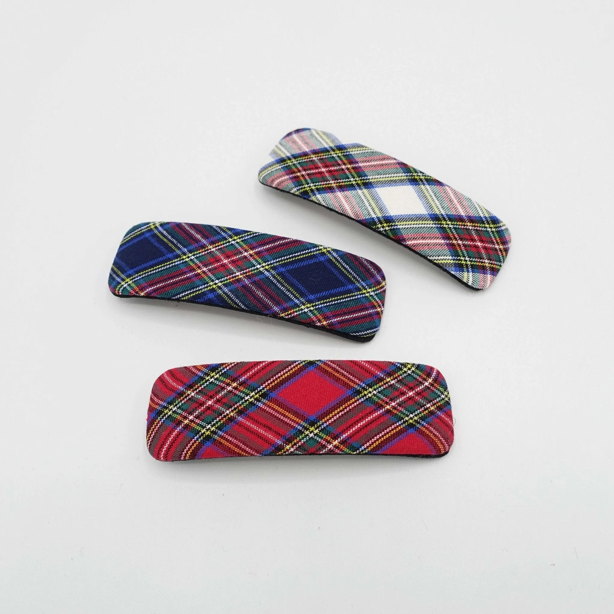 plaid check barrette rectangle hair accessory for women